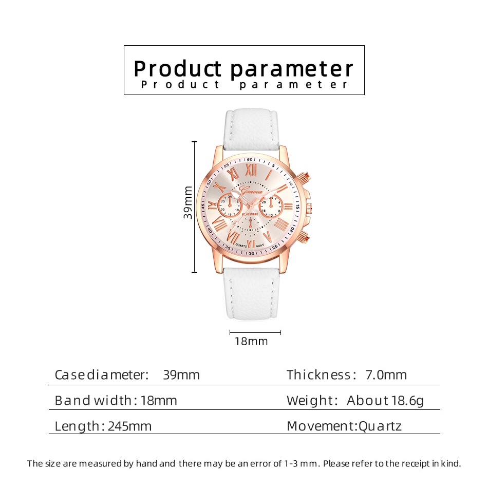 6-piece women watch set vòng cổ bông tai và vòng tay bộ thời trang doanh nhân phụ nữ đơn giản đồng hồ thạch anh da trắng