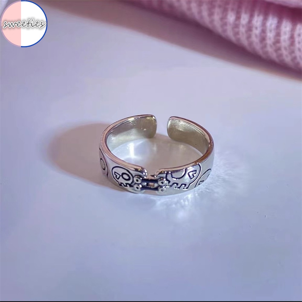 Cặp đôi hàn quốc phim hoạt hình dễ thương kuromi mở điều chỉnh ngón tay trỏ nhẫn bạn thân quà tặng trang sức