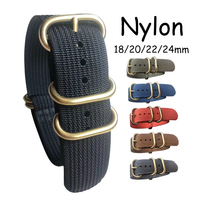 Dây đeo đồng hồ zulu nylon 18mm 20mm 22mm 24mm nato dệt vải đồng hồ dây đeo cho phụ nữ nam giới thay thế vòng đeo tay 5-ring buckle bracelet