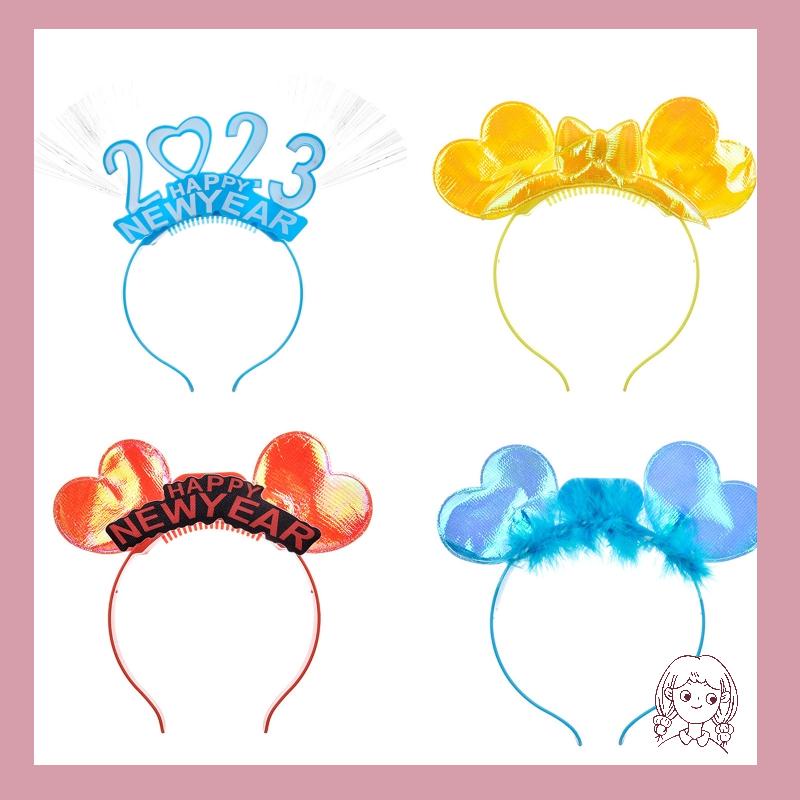 Haha ánh sáng nhấp nháy dây buộc tóc led heart headband headwear 2023 happy new year hair hoop light up headwear girl sweet
