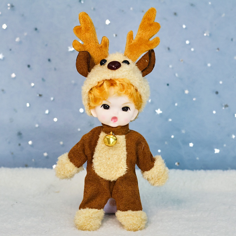 Búp bê 16cm mới cho trẻ em hình dạng khuôn mặt nhỏ dễ thương 13 khớp bjd với quần áo đồ chơi tự làm cô gái