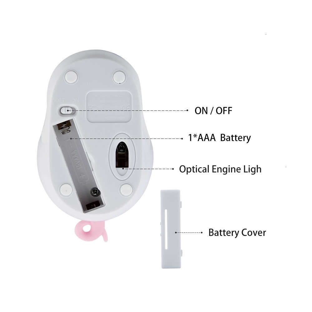 Chuột không dây mini pet dễ thương phim hoạt hình 3d di động usb im lặng pc quang học chuột chơi game màu hồng ergonomic trẻ em quà tặng chuột