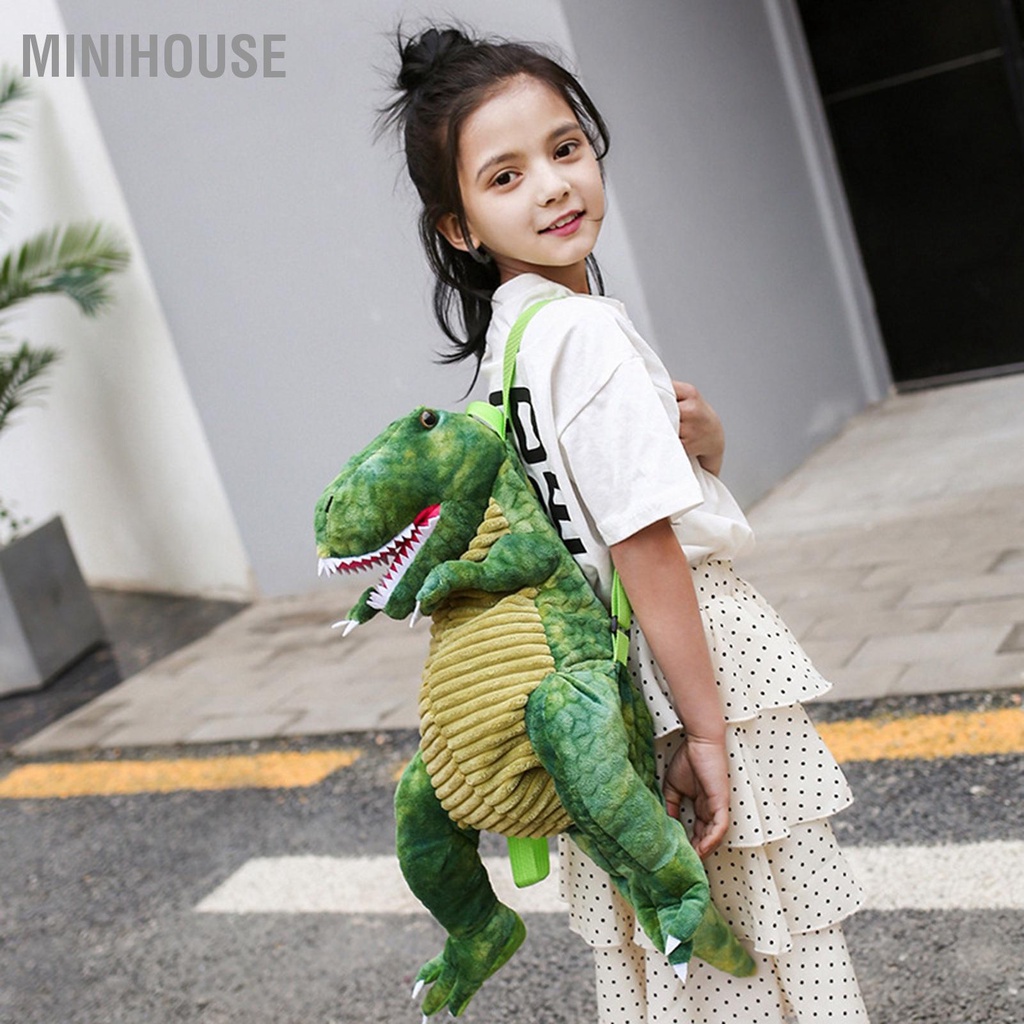 MiniHouse Ba Lô Khủng Long Trẻ Em Hoạt Hình 3D Mềm Mại Sang Trọng Động Vật Dễ Thương Cho Du Lịch Đi Học Cắm Trại
