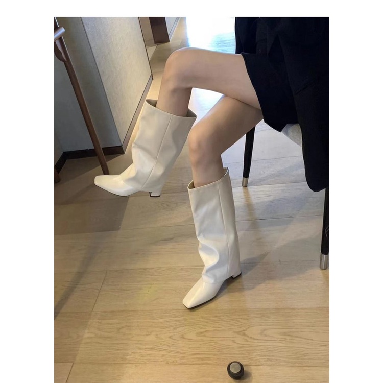 Giày Bốt Cao Gót Mũi Vuông Size Lớn Thời Trang