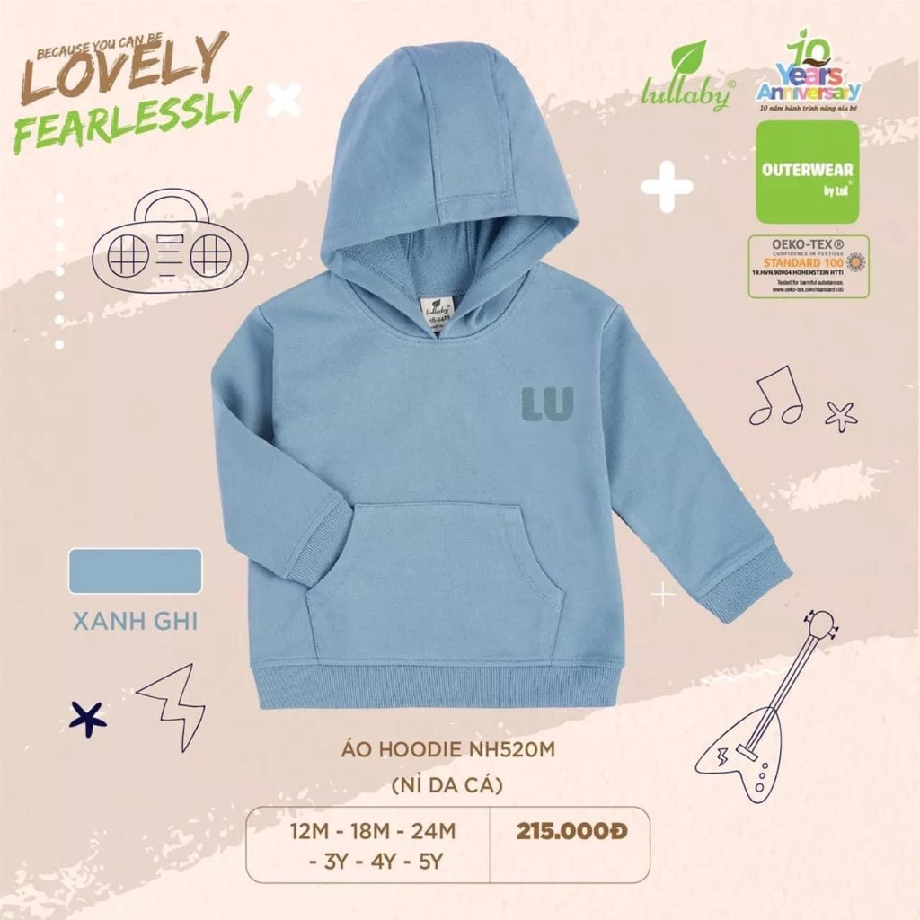 Lullaby - Áo Hoodie nỉ da cá có mũ có bé trai bé gái