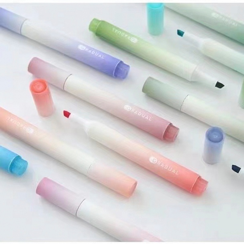 Set 4 bút đánh dấu highlight màu Pastel Trendy HI09 Bút dạ quang thân tròn Gradual màu dịu mắt