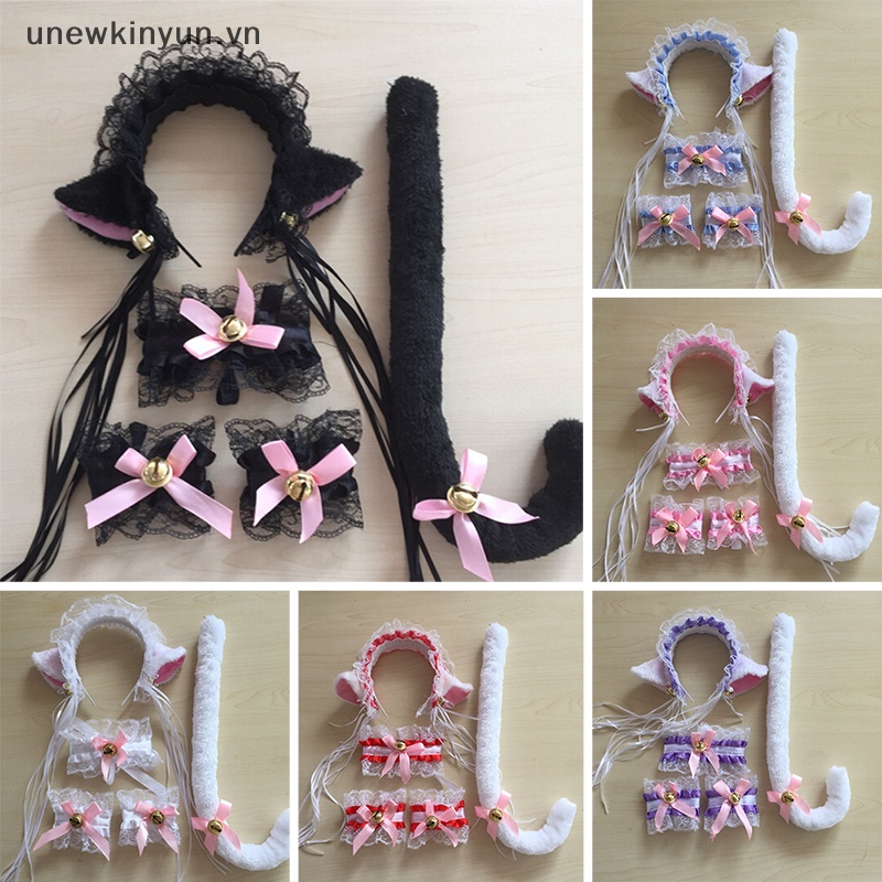 Uu đáng yêu anime cosplay trang phục tai mèo băng đô cài tóc đuôi eadwear set vn