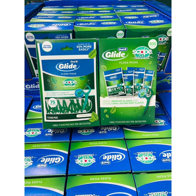 Tăm chỉ nha khoa Oral-B Glide Scope Outlast Floss Picks Mint NỘI ĐỊA MỸ