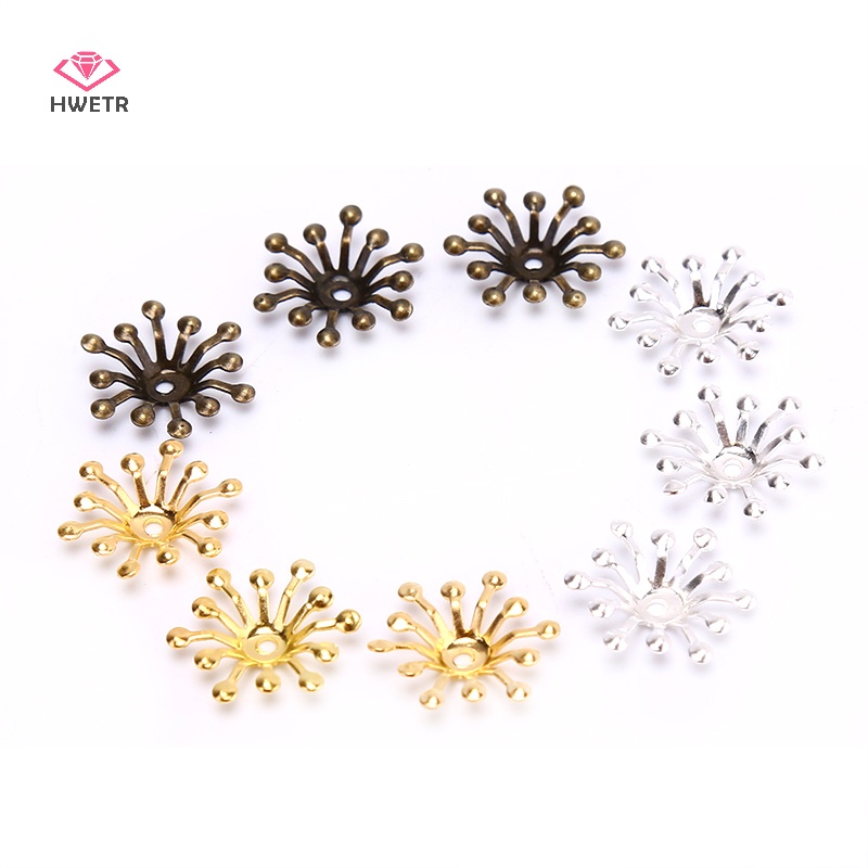 Hwetr 50 cái vintage filigree flower wraps connectors kim loại thủ công mỹ nghệ handmade diy trang sức mới