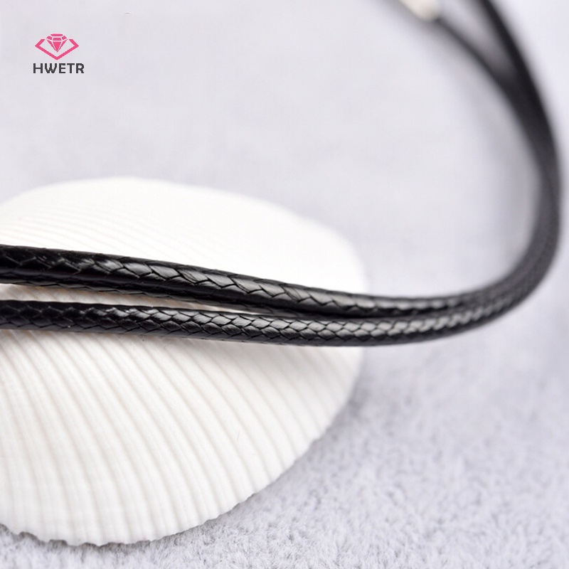 Hwetr dây da sáp đen thép không gỉ vòng quay clasp vòng cổ choker dây trang sức mới