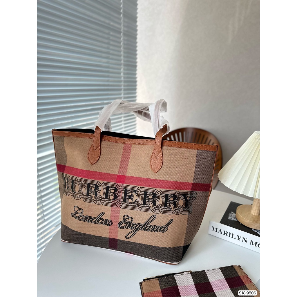 3POH BURBERRY 2023 autumn and winter new products the latest plaid simple Tote bag shopping bag large capacity high appearance level