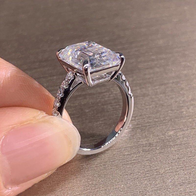 Diamd Nhẫn Cưới Đính Đá Zircon Hình Vuông Lấp Lánh Sang Trọng Cho Nữ