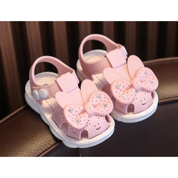C-FOOT GIÀY SANDAL NƠ THỎ TẬP ĐI ĐẾ CAO SU DẺO CHO BÉ
