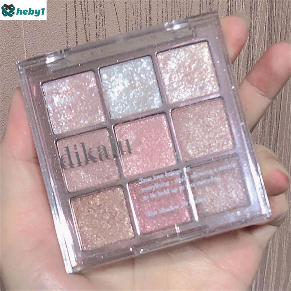 Trà sữa Dikalu Phấn mắt 9 màu Bảng ngọc trai Mờ Nine Palace Phấn mắt 9 màu Acrylic trong suốt Hệ thống màu nude heby1