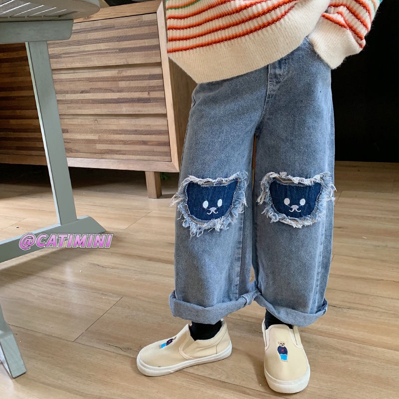 CATIMINI quần jean bé gái quần ống rộng thông thường cho trẻ em quần dài phong cách tây cho bé gái