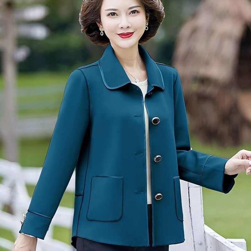 Áo Khoác Len Hai Mặt Dáng Ngắn Chống Gió Thời Trang Dành Cho Phụ Nữ Trung Niên