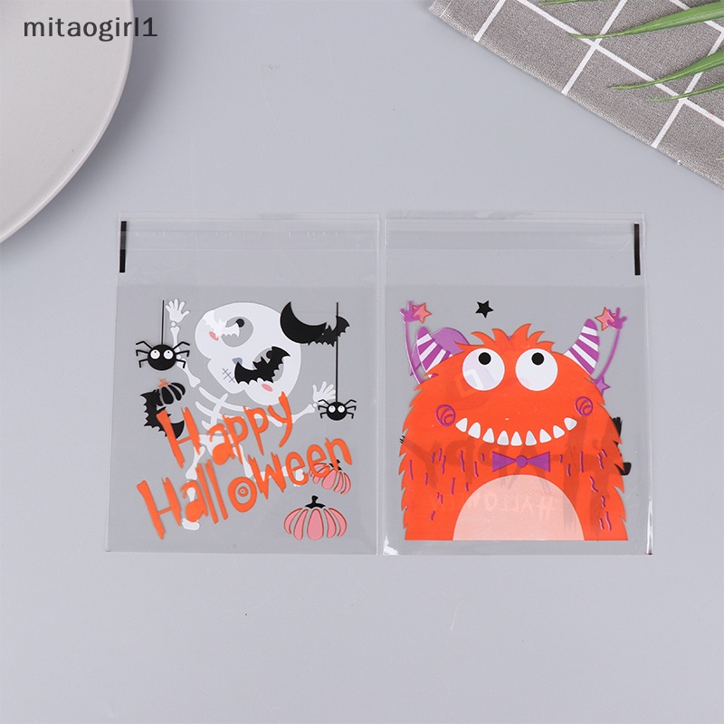 100 cái halloween kẹo nhựa bánh quy túi quà tự dính túi bọc đồ ăn nhẹ halloween đồ trang trí tiệc đồ dùng cho trẻ em quà tặng boutique