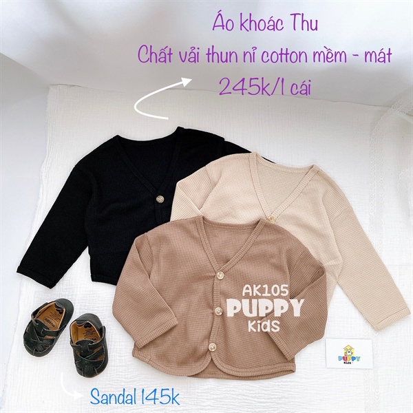 (AK105) (5-12kg) Áo khoác Thu thun nỉ cotton, Thu đông - hè.(Puppy Kids)