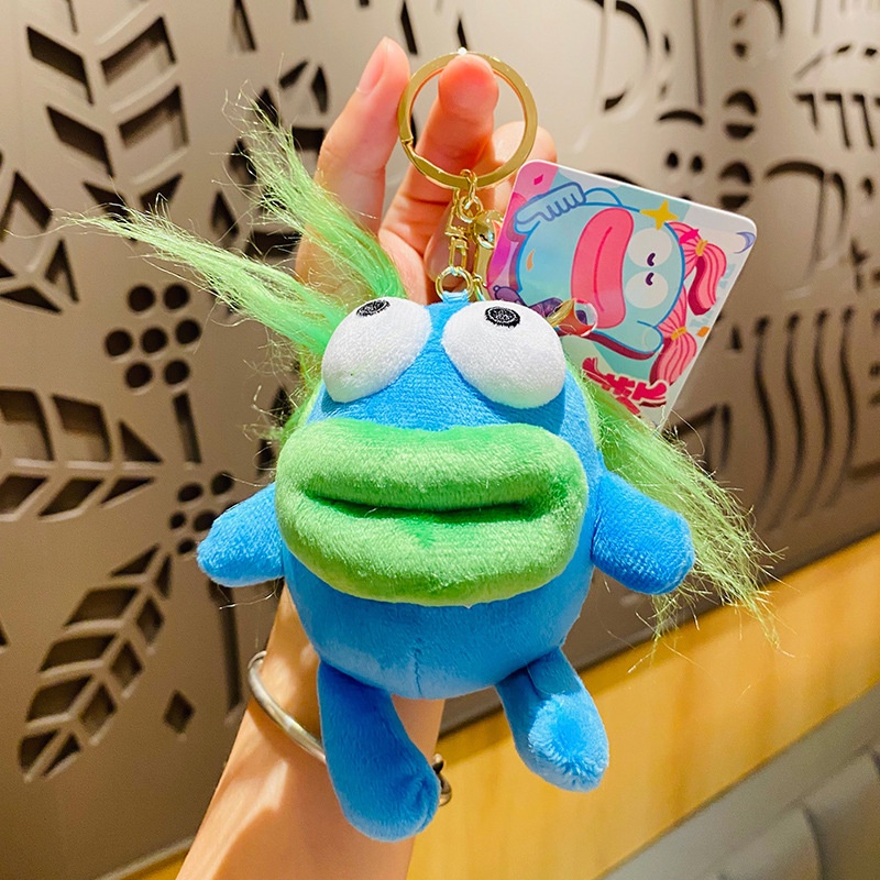 Phim hoạt hình dễ thương và vui nhộn bím tóc jun vải búp bê móc khóa xe treo chuỗi túi sách phụ kiện mặt dây chuyền