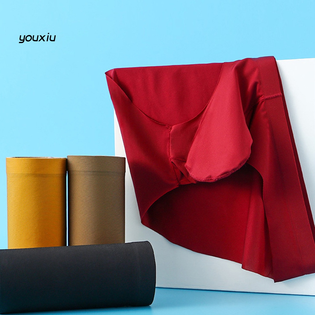 Yfp u lồi màu rắn liền mạch quần sịp nam ice silk mid-eo đồ lót nam