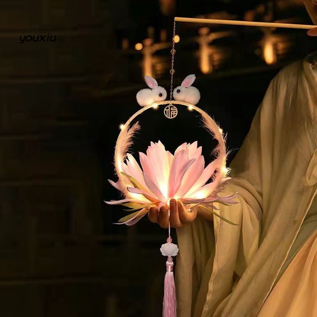 Yfp di động đèn lồng phát sáng mô phỏng hoa tua bùa tự làm đồ chơi giáo dục trang trí bầu không khí dễ thương làm bằng tay đèn led thỏ hoa sen phát sáng trang trí cho năm mới