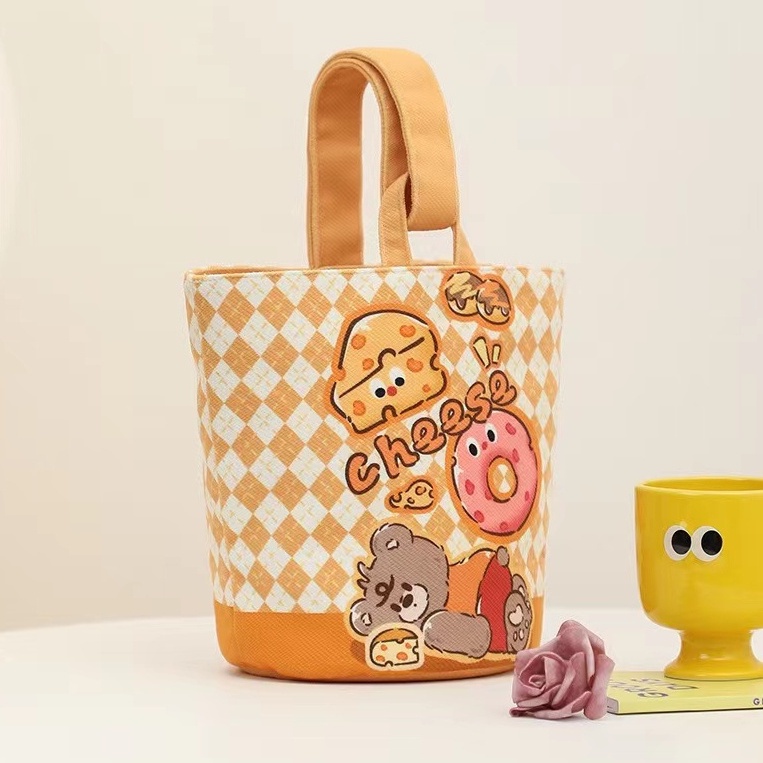 Túi xách gấu cheese nữ túi xách nhỏ dễ thương sinh viên hộp ăn trưa túi đi chơi tạp phẩm túi xách