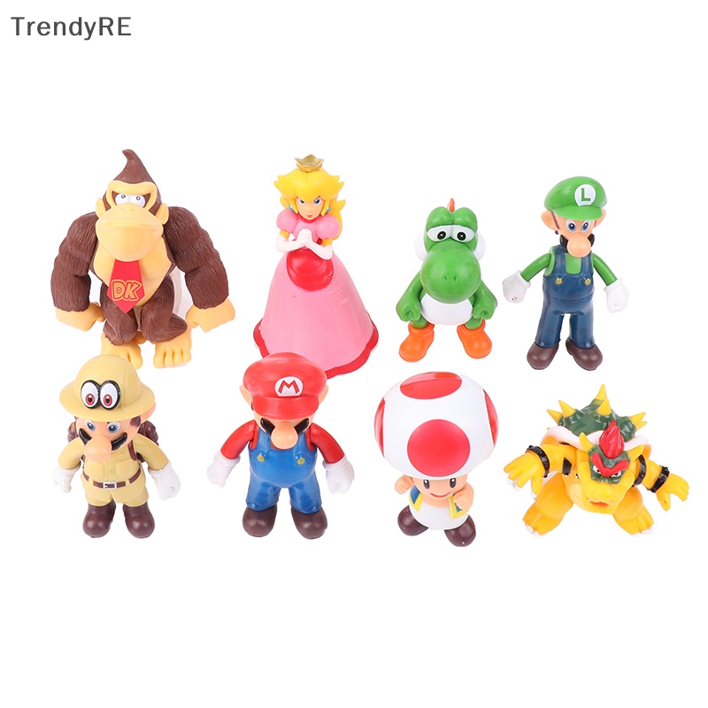 Hợp thời trang mario bros đồ chơi phim hoạt hình mario luigi yoshi peach princess bowser donkey kong anime figures mô hình đồ chơi trẻ em quà tặng sinh nhật re