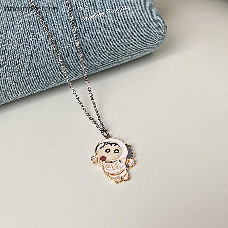 Rten kawaii phi hành gia bút chì màu shin chan vòng cổ ins phong cách hip hop trẻ em vui nhộn mặt dây chuyền hoạt hình đa năng cho nam giới nữ dây chuyền áo len n