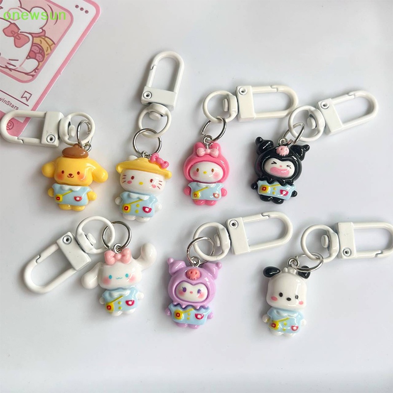 Onewsun kawaii sanrio kuromi hello kitty cinnamon dog keychain phim hoạt hình dễ thương móc khóa xe hơi mặt dây chuyền trang trí ba lô đi học quà tặng đồ chơi trẻ em mới