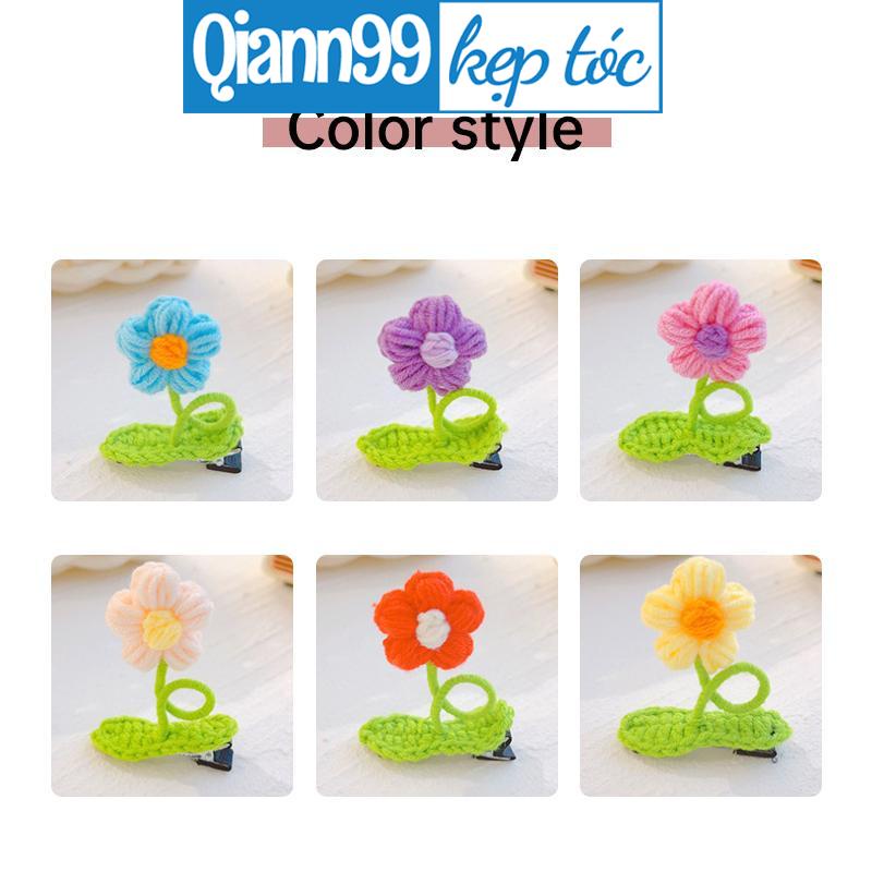 💓Qiann💓Kẹp tóc hoa dễ thương và ngọt ngào Kẹp tóc len dệt kim Kẹp mỏ vịt sáng tạo