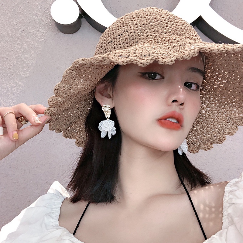 Bông Tai Hình Cánh Hoa Đính Ngọc Trai Phong Cách Hàn Quốc Đơn Giản Thời Trang