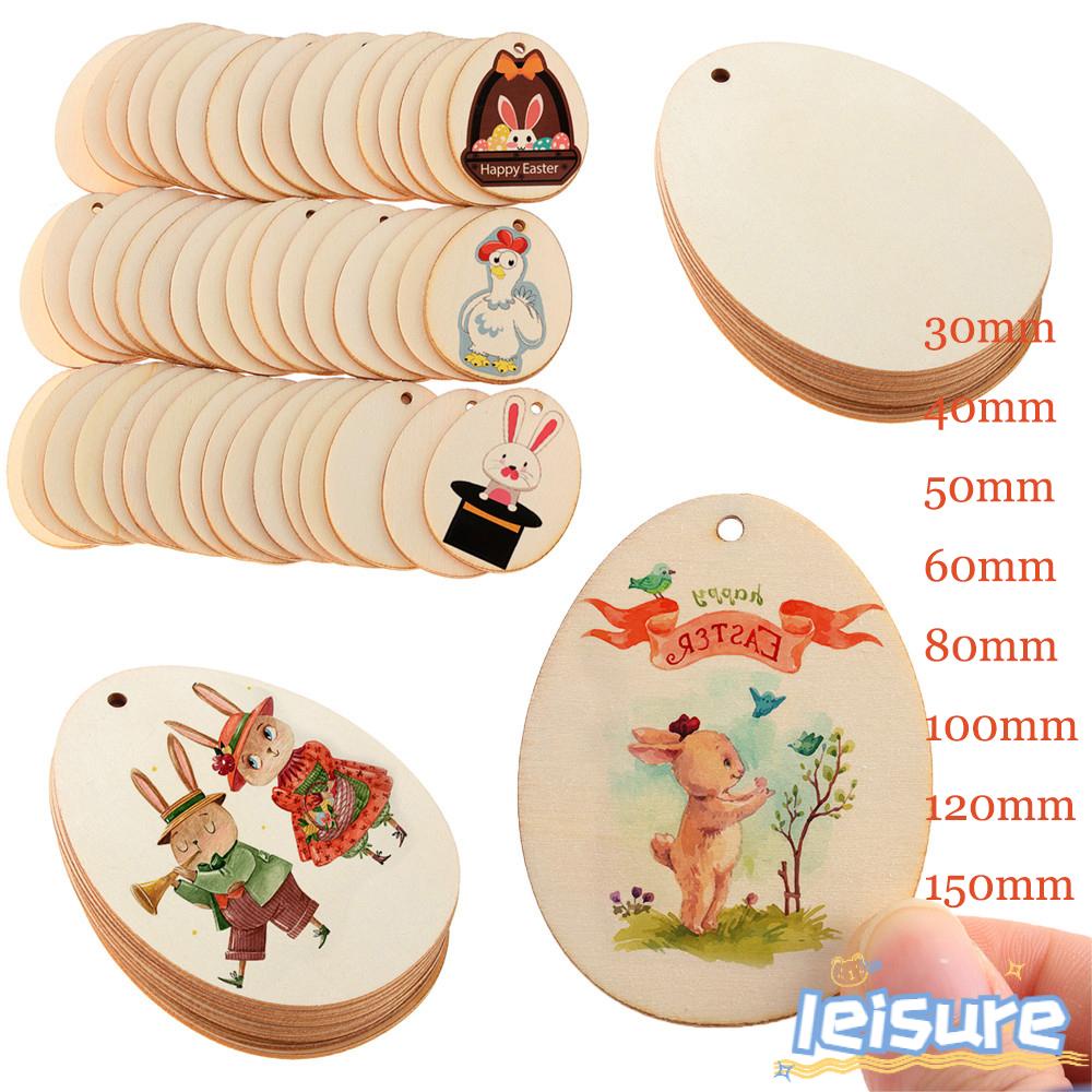 Set 10 / 25 / 50 Phụ Kiện Treo Trang Trí Bằng Gỗ Hình Trứng Phục Sinh DIY