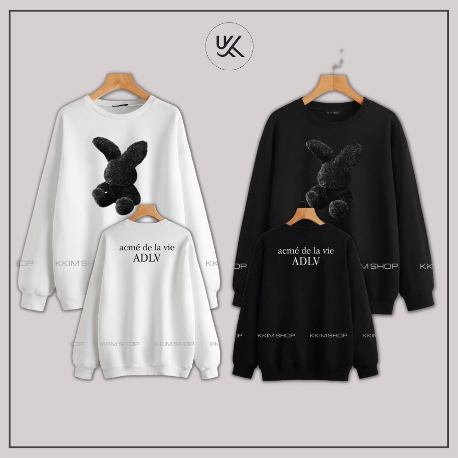Áo Nỉ Sweater ADLV THỎ 3D , Form RỘNG ,CHUẨN Xu Hướng, nỉ bông Cao Cấp Unisex Nam Nữ