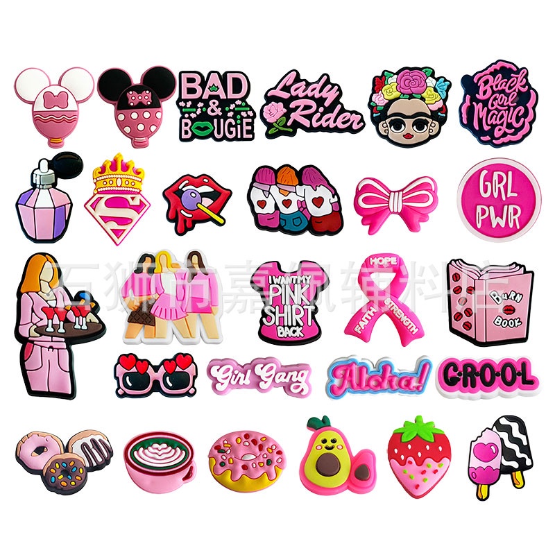 [Bán Chạy] Khóa Dây Giày Đục Lỗ Hình Hoa Màu Hồng DIY