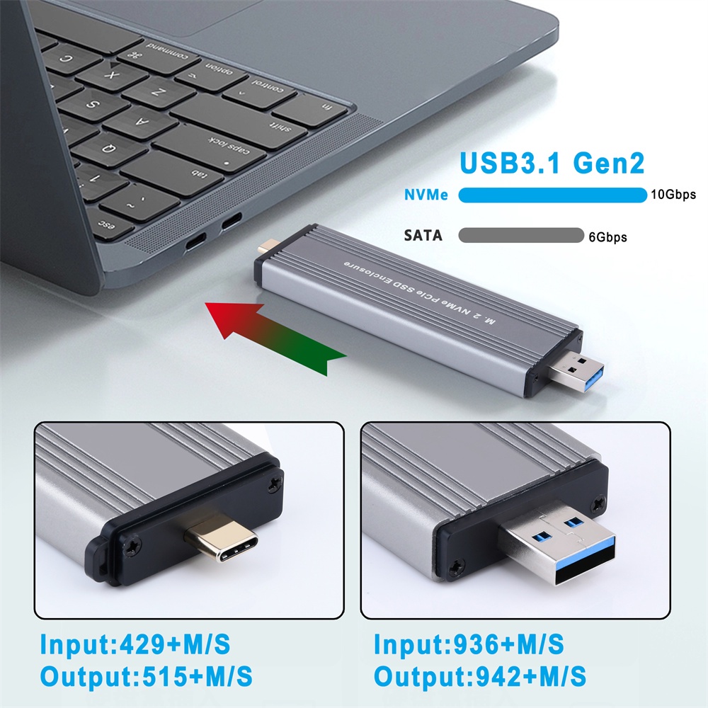 Hộp Đựng Ổ Cứng SSD 10Gbps M2 NVMe 10Gbps M.2 Sang USB Type C 3.1