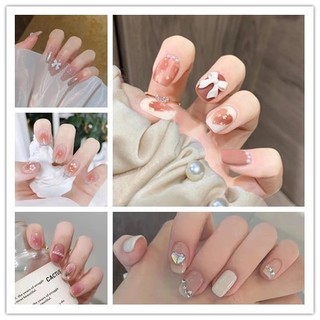 Bộ 24 móng tay giả hình gấu dễ thương kèm keo dán