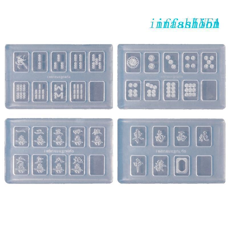 Khuôn Silicone Đổ Resin Làm Móng Thủ Công Hình Mạt Chược Trung Hoa Majong DIY