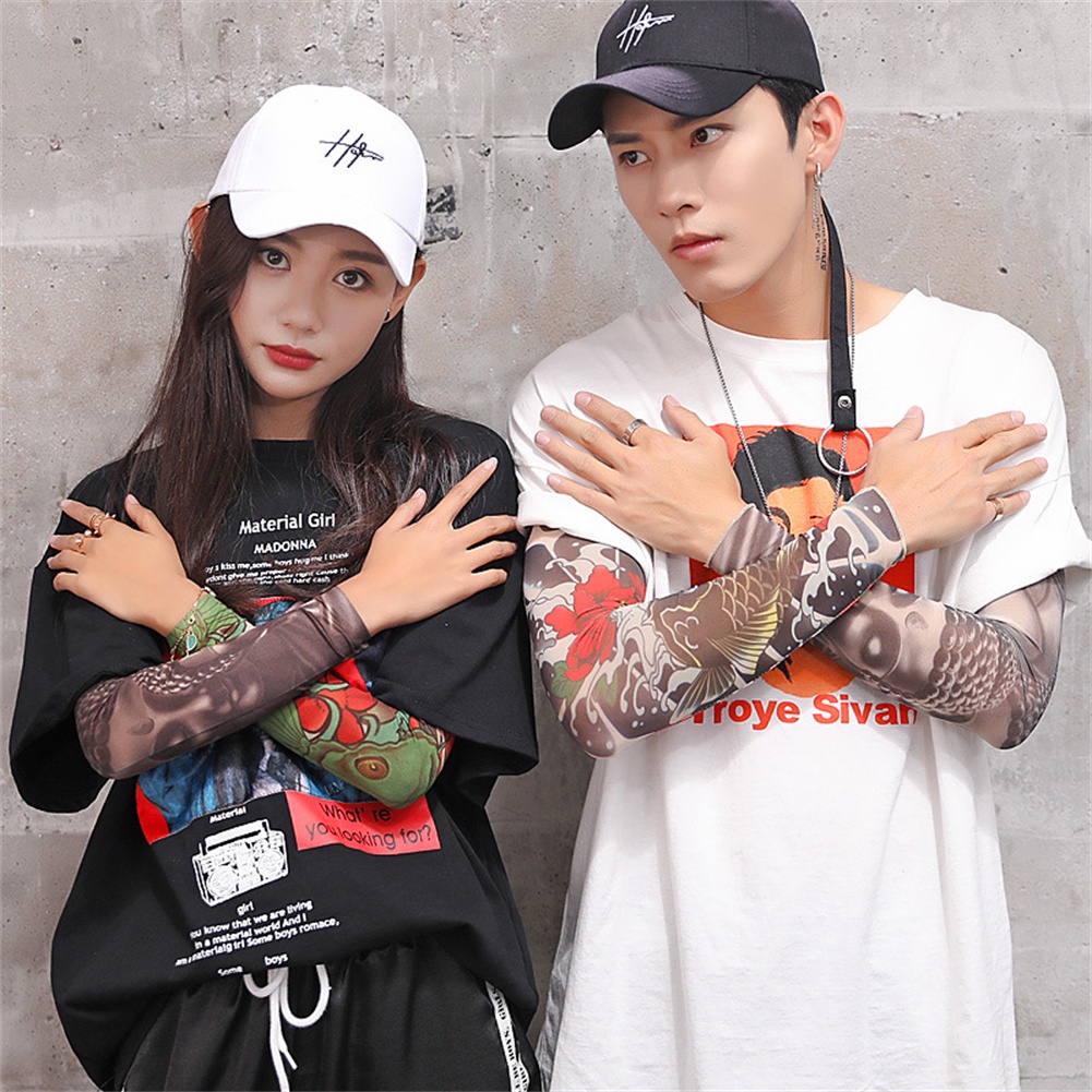 1pcs Găng cánh tay chống tia UV in họa tiết hình xăm độc đáo phong cách Halloween
