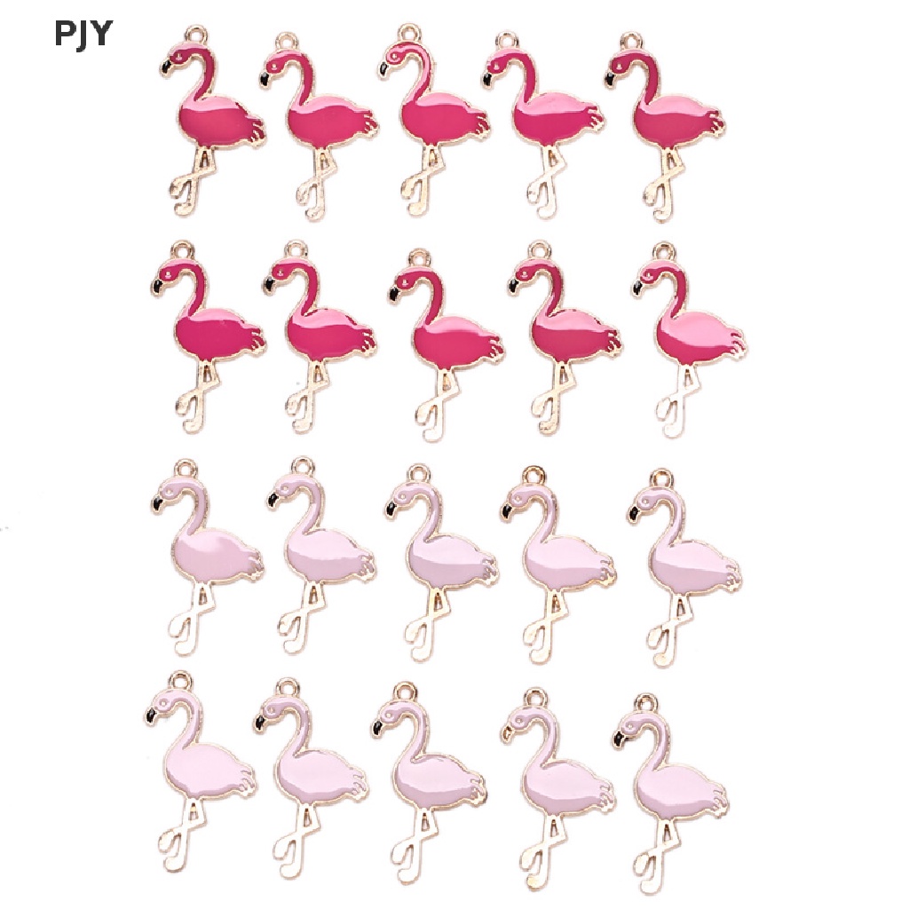 Bộ 10 Phụ Kiện Trang Sức Hình Chim Hồng Hạc Tráng Men Bằng Hợp Kim DIY PJ