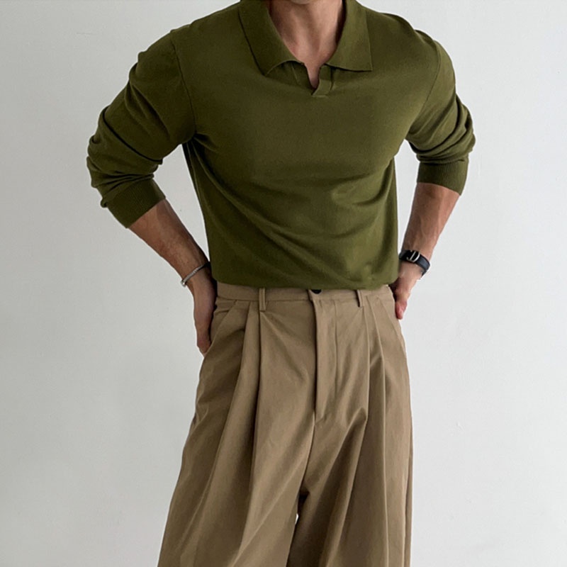 INCERUN Áo Thun Dệt Kim Tay Dài Thời Trang Công Sở Thanh Lịch