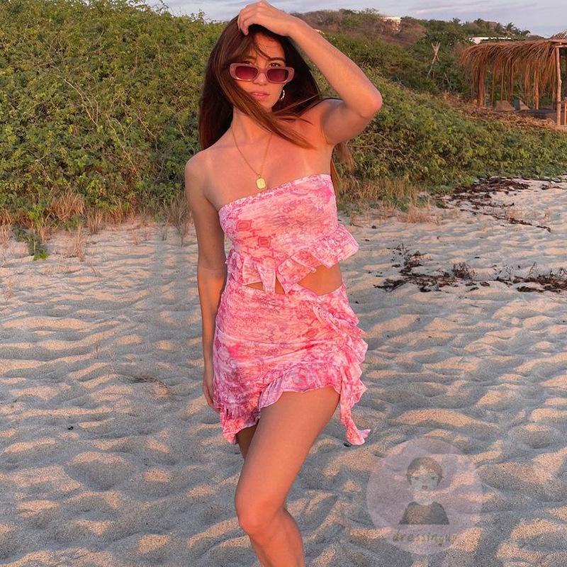 Đầm Ngắn Không Tay Họa Tiết Hoa Thời Trang Mùa Hè Cho Nữ