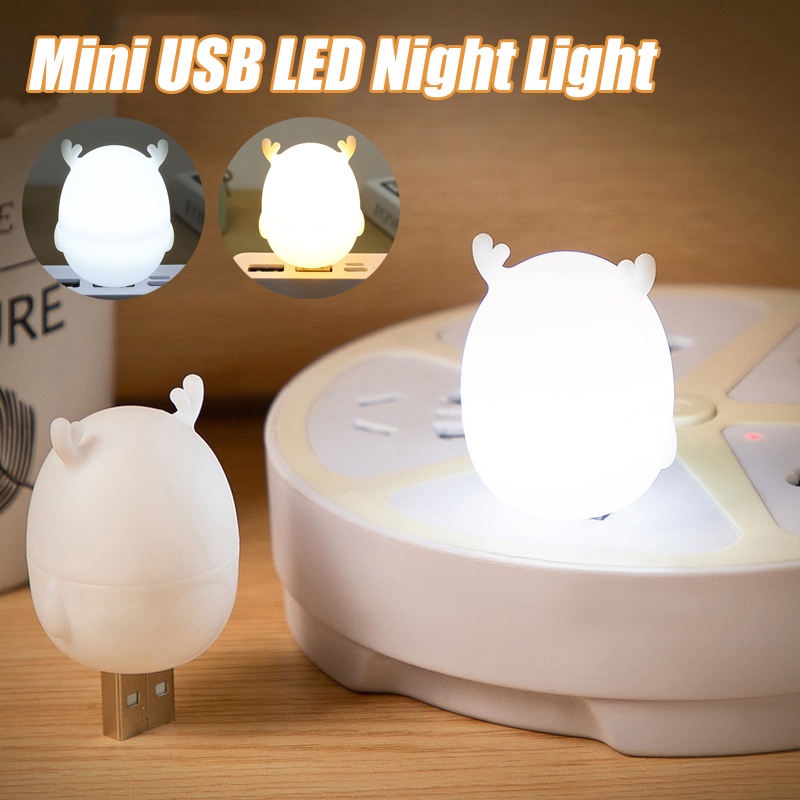 Đèn LED Đọc Sách Bảo Vệ Mắt Siêu Sáng Sạc USB Mini Hình Chú Nai Dễ Thương