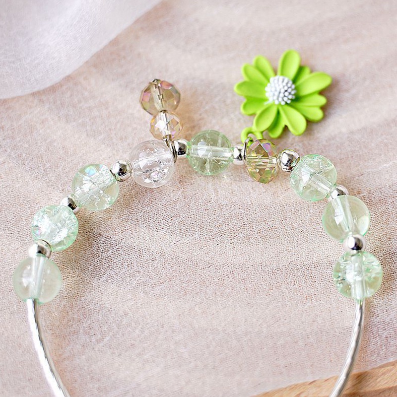 Vòng Đeo Tay Xâu Hạt Pha Lê Nhiều Màu Hình Hoa Cúc Phong Cách Bohemian Hàn Quốc Mới