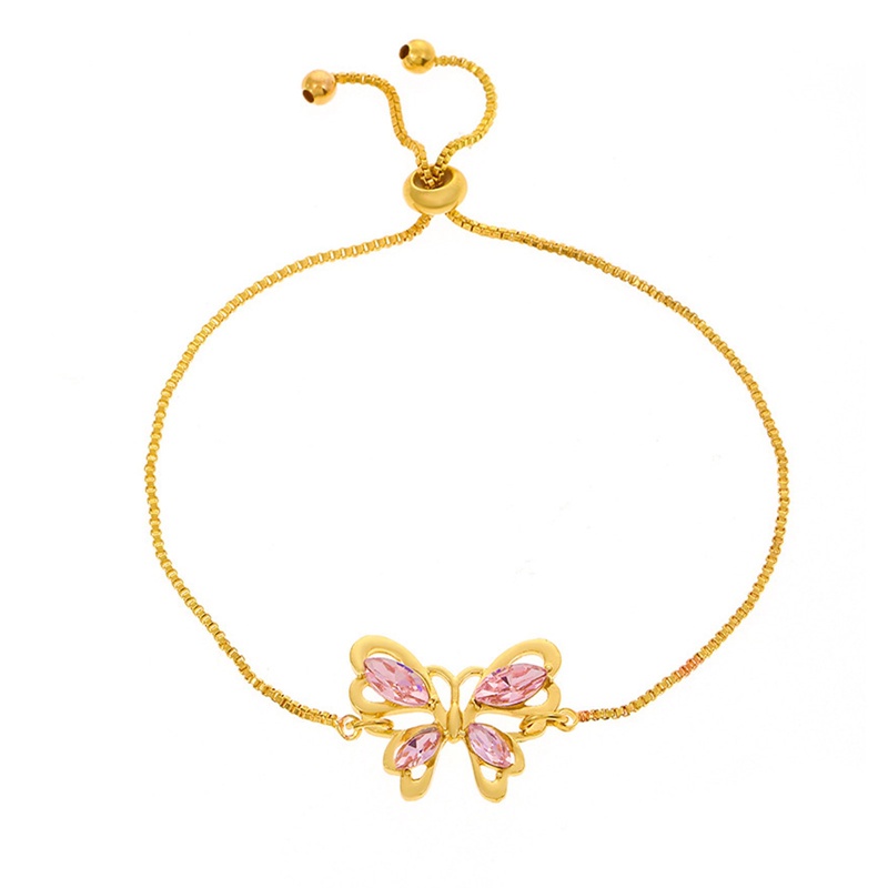 Vòng Tay Hình Bướm Rỗng Đính Pha Lê Màu Hồng Sang Trọng Cho Nữ