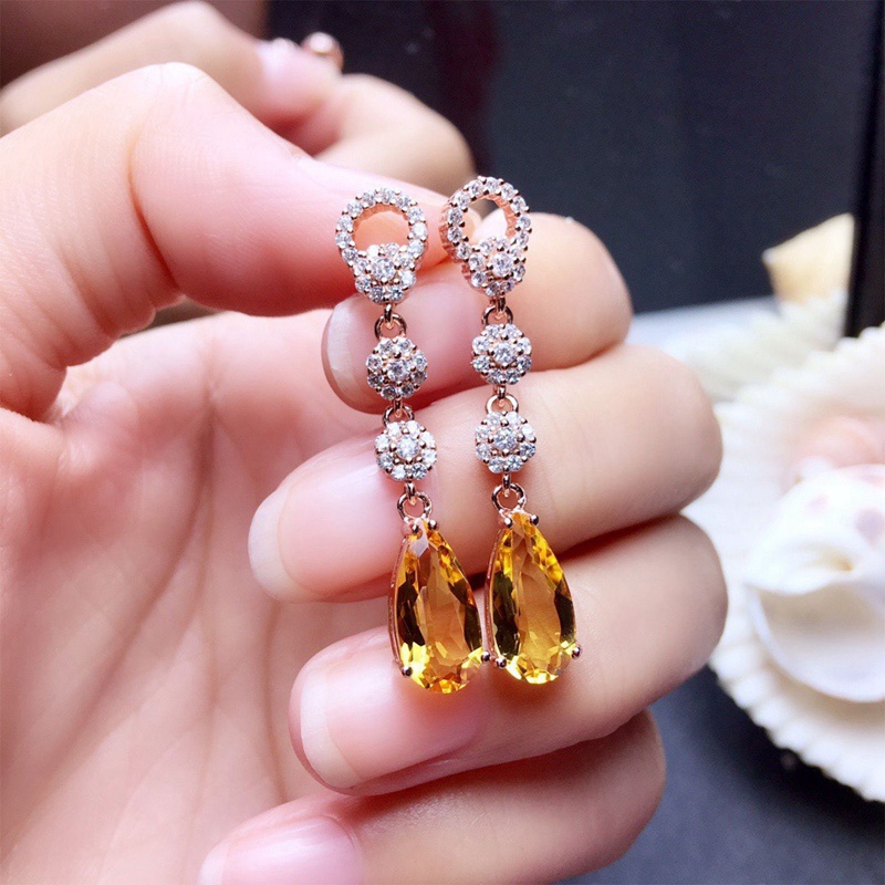 Khuyên Tai Hoa Đính Đá Zircon Giọt Nước Phong Cách Châu Âu Thanh Lịch Cho Nữ