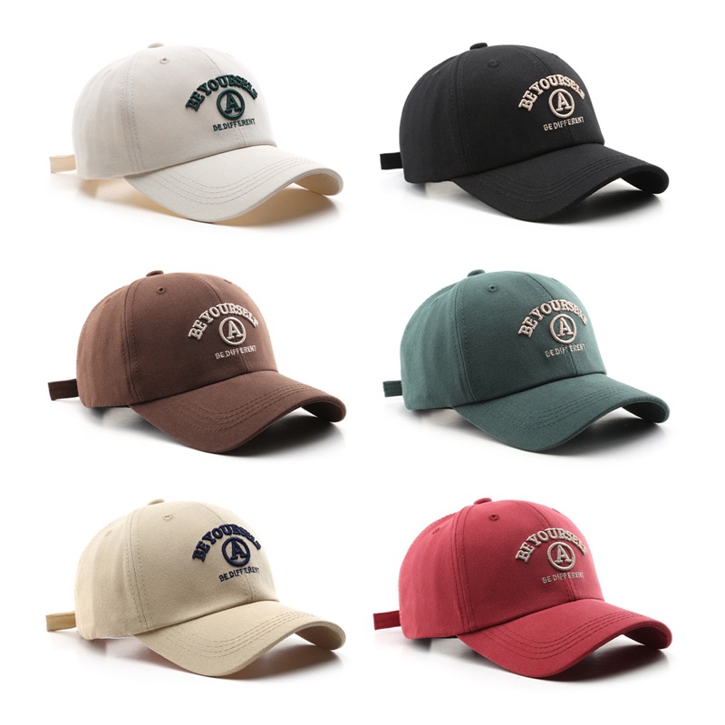 Mũ Lưỡi Trai Thêu Chữ Màu Trắng Đen Phong Cách Retro