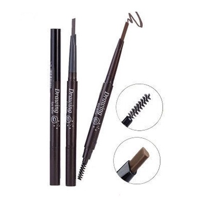 Bút Kẻ Mày Dạng Vặn Có Đầu Cọ Chải Trang Điểm Kháng Nước Và Lâu Trôi 2 Trong 1