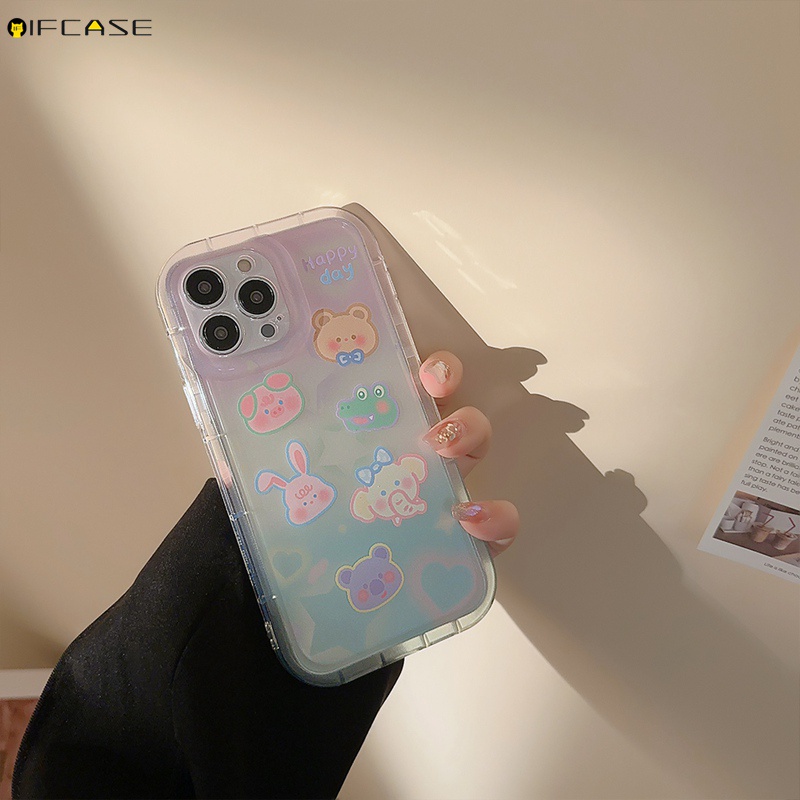 Ốp Điện Thoại Mềm Trong Suốt Chống Sốc In Hình Thú Hoạt Hình Dễ Thương Cho iPhone 14 Plus 13 12 11 Pro Max