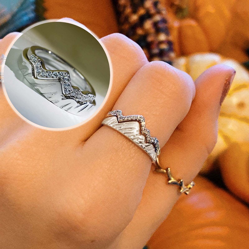 Nhẫn Đính Đá Zircon Hình Ngọn Núi Thời Trang Thích Hợp Làm Quà Tặng