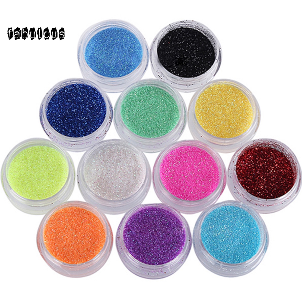 Set 12 Hộp Bột Kim Tuyến Lấp Lánh Dùng Để Trang Trí Móng Nghệ Thuật
